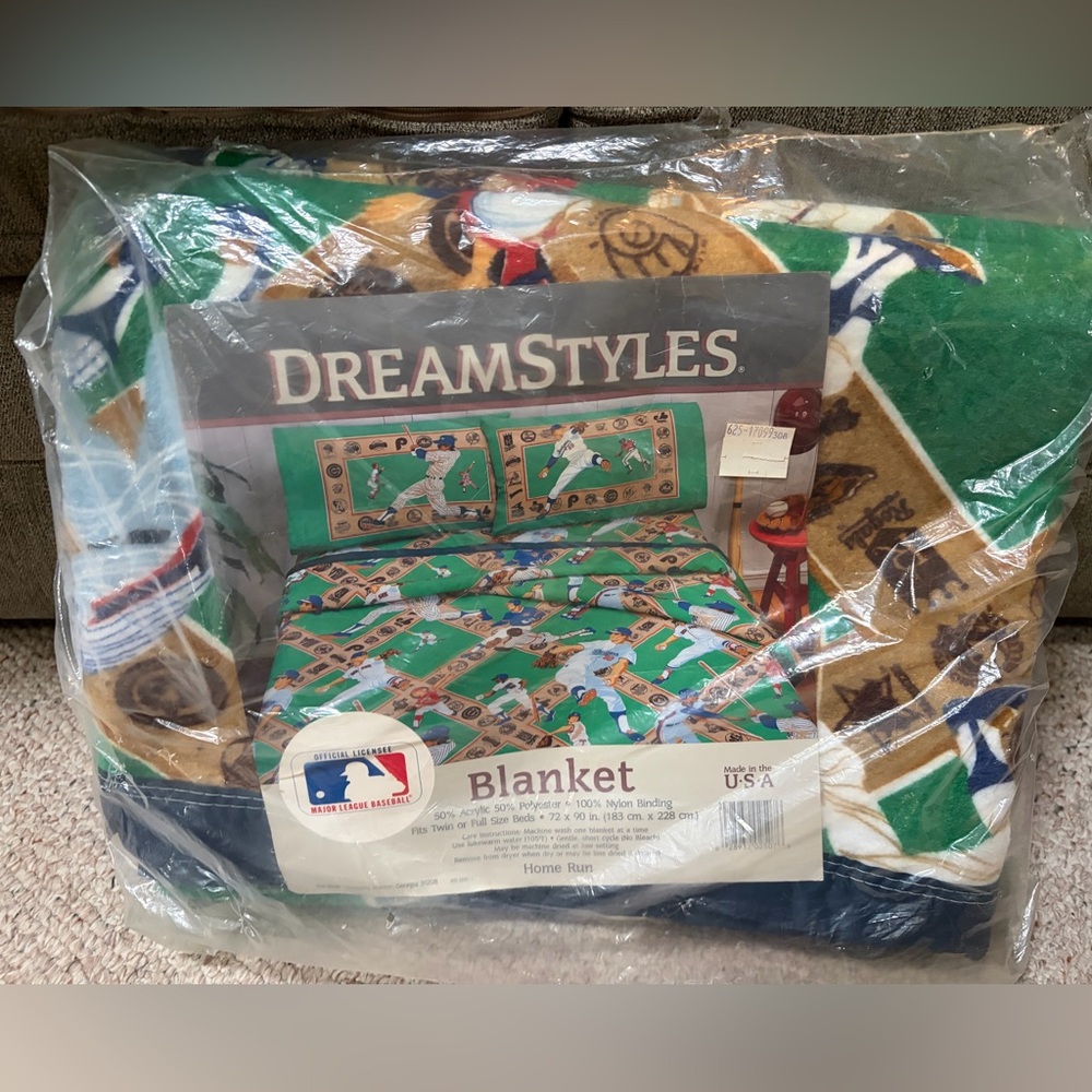 NOS VTG Dreamstyles MLB Baseball Bibb CoTwin Full Size Blanket